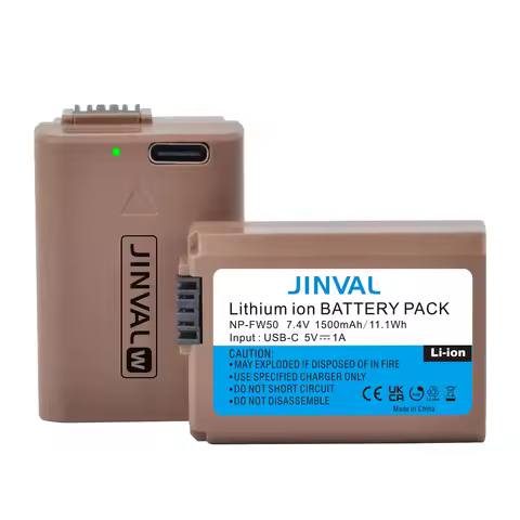 JINVAL NP-FW50 Battery 1500mAh NP FW50 USB-C Input Rechargeable Batteries For Sony A6400 A6300 A6500