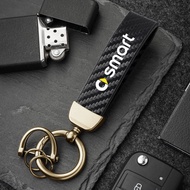 Car Carbon Fiber Style Keychain Microfiber Leather Key Chain For Smart EQ Fortwo Forfour 453 451 452