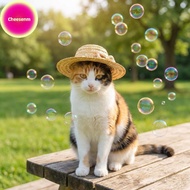 Cheesenm Cute Adjustable Pet Woven Hat Dog Decorative Hat Photo Prop Dog Cat Sunshade Cap Run Straw 