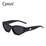 Cyxus Y2k Fashion Sunglasses Cat Eye Sun Glasses Pentagram Logo Shades Non Polarized Glasses PC Fram
