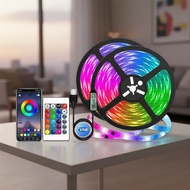 Color Changing LED Strip - 5V USB, Bluetooth App Control, 24-Key Remote, Flexible RGB Diode for TV B