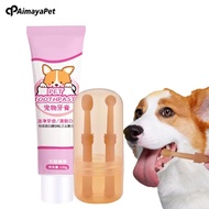 AimayaPet Pet Toothpaste Toothbrush Kit Cat Dog SiliconeTeeth Brush Puppy Kitten Tongue Cleaning Dog