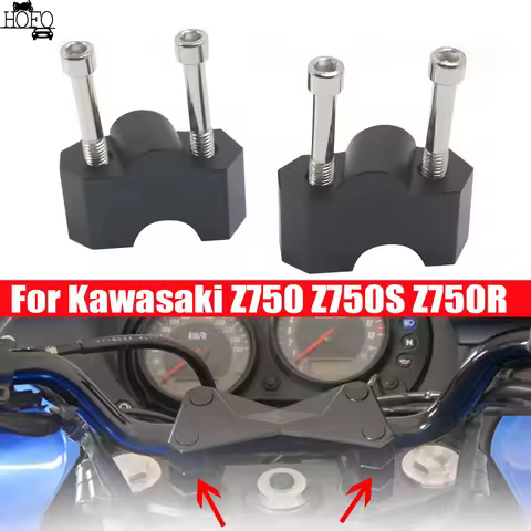 30MM Black CNC Handle Bar Riser Clamps For Kawasaki Z750 2004-2012 Z750S 2004-2007 Z750R 2011-2012