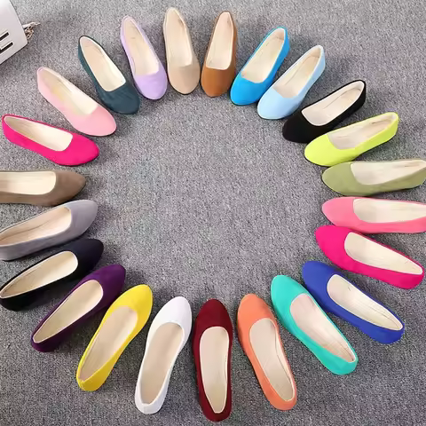 Woman Flats Casual Round Toe Cute Flats Flock Mocasines Ballerina Church Flats Female Suede Elegant