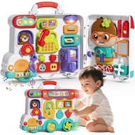 English & Spanish Busy Board Montessori Toys Gift for 1 2 Year Old Boys, Educational Montessori Toys