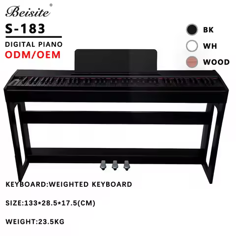 S-183 ODM/OEM High Quality Weighted Hammer Action Keys 8-Second Natural Decay 88 Key Digital Upright