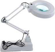 摺疊 LED 檯燈 放大鏡眼鏡 5 吋(約 12.7 公分)玻璃鏡片 旋轉 10 倍放大放大鏡附 LED 燈高度角度可調整放大鏡放大鏡,10 倍放大桌燈放大鏡,220瓦