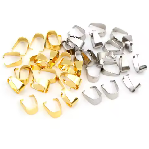 100pcs Stainless Steel Gold Plated Pendant Pinch Bail Clasps Necklace Hooks Clips Connector For DIY 