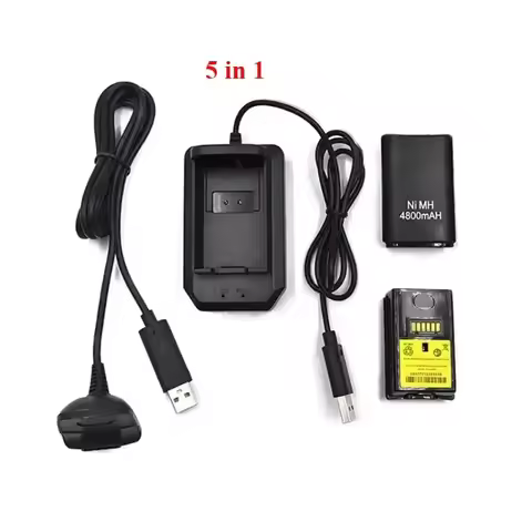 2 in 1/3 in1 /5 in 1 4800mAh Battery Rechargeable Pack with USB Charger Cable for Xbox 360 Wireless 