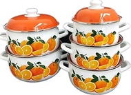 BJDST Household 5 Cans/set Soup Pot Induction Cooker Flat Bottom Color Pot Soup Bowl Enamel Soup Pot Gas Induction Cooker General