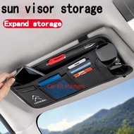 Citroen Car sun visor storage bag card bag car magnetic glasses clip holder leather Car large capaci