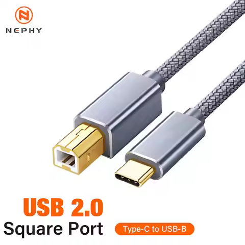 USB C To USB B 2.0 Printer Cable Braided Printer Scanner for Epson HP Canon Brother MacBook Pro Sams