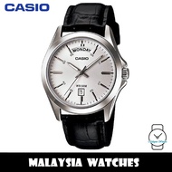 (100% Original) Casio MTP-1370L-7A Enticer Silver Dial Stainless Steel Case & Leather Strap Watch MT
