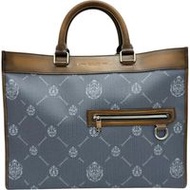 Berluti/ Berluti Ulis 小號兩用手袋/肩背包 帆布/皮革 藍色帆布/ブラウン皮革 女士 [二手]