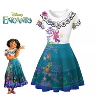 Mirabel Encanto Dress Isabella Cosplay Costume for Kids Party Dress Bag Wig Glasses Set Birthday Cos