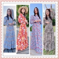 maxi dress viral muslimah floral dress bunga
