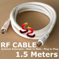 1.5M RF Coaxial AV male to male plug AV TV antenna AUDIO VIDEO cable extension Digital TV Decoder DV