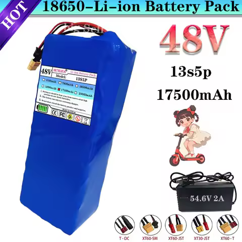 48V 17.5Ah built-in battery 13S5P with BMS, 500W 750W 1000W electric mobile tool 18650 lithium batte
