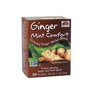 NOW Foods Ginger Mint Comfort Tea, Calming &amp; Tummy-Pleasing Ginger-Mint Herbal Blend, 24 Tea Bags, (48g)