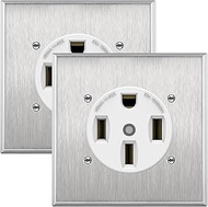 ENERLITES 50 Amp 125/250V Range Receptacle Outlet with Metal Wall Plate, for RV, EV, Welder, Oven, S