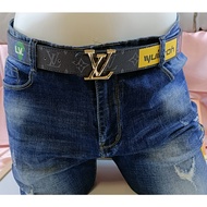 100% Genuine LV Cowhide Plate Buckle Belt Men Casual Belt