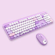 JOMAA&MOFII typewriter keyboard wireless mouse combination, cute 2.4G office full size keyboard with