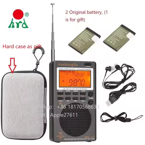 hrd 747 portable all band mini radio SSB Shortwave Radio FM/LSB/AIR/CB/VHF/UHF Full Band NOAA Alert 