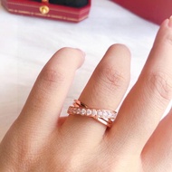 【Best quality】Car 18k rose gold cross closed diamond ring Niche design commuter Everything ladies ri