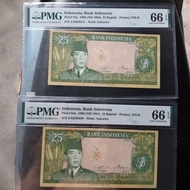 uang kuno 25 rupiah sukarno 1960 pmg 66 epq