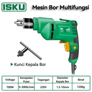 ISKU Mesin Bor Listrik 10mm Electric Drill Bor Beton Kayu Besi Tembok Bor Listrik Impact Drill