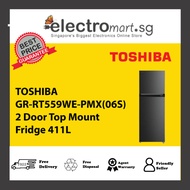 TOSHIBA GR-RT559WE-PMX(06S) 2 Door Top Mount Fridge 411L