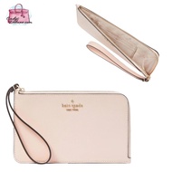 (CHECK STOCK FIRST)NEW AUTHENTIC KATE SPADE LUCY SAFFIANO LEATHER MEDIUM L-ZIP WRISTLET POUCH IN CONCH PINK KD546