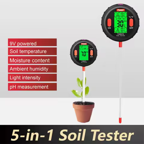 TA8671/TA8672 5-in-1 Soil tester moisture meter pH tester temperature light meter 9V battery powered