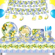 Lemon Birthday Theme Party Supplies Birthday Decoration Party Atmosphere Decoration Props Tableware 