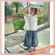 Cool and Fashionable Children's Clothing Fashion / Moms House Korean Style Girls' Set White Top Shor