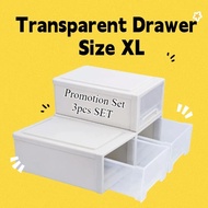 【PLAYFUL】33L  Clothes Storage Box Transparent Drawer Storage Box Foldable Storage Organizer Box Home