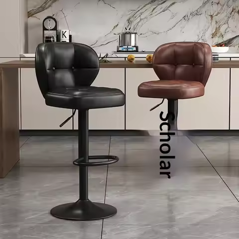 Bar Stool Adjustable Height Luxury Backrest Bar Chair Home Kitchen Counter Reception Stand Exhibit U