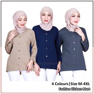 FC Mart - Women Blouse / Baju Perempuan / Muslimah Plain Button Blouse / Baju Wanita Lengan Panjang / Blause Butang