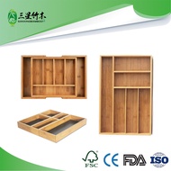 Bamboo Retractable Cutlery Box Extendable Cutlery Storage Box Cutlery Tray Drawer Retractable Storag
