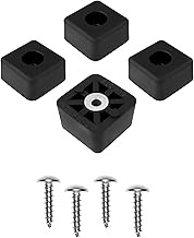 BUDWIG - 4 Standard Cube Square Black Rubber Feet Bumpers w/Metal Insert & Screws - .875" H X 1.375"