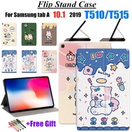 Leather Flip Case For Samsung Galaxy Tab A 10.1 2019 SM-T510 SM-T515 Tablet Cute Pattern PU Leather Folding Case Cover Stand