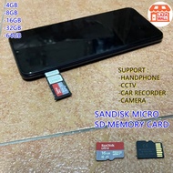 Micro SD San Disk Memory Card 64GB 16GB 8GB 4G Car Recorder/Handphone/Camera/Radio/Cctv Kad Simpanan
