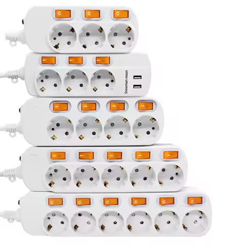 Power Strip 4 Socket Switch 16A with Grounding 3500W Surge Protector 1.5/2.5 meters Extension cord