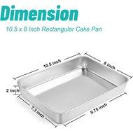 TeamFar Small Lasagna Pan Set of 2, 10.5’’ x 8’’ x 2’’ Stainless Steel Rectangular Brownie Cake Pan 