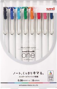 三菱鉛筆 凝膠原子筆 uni-ball one 0.38mm 8色組
