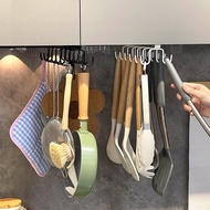 Kitchen Hook Rack Punch-Free Cabinet Wall Cupboard Lower Hanging Storage Rack Storage Hook Spoon and Spatula Cup Rack Basket