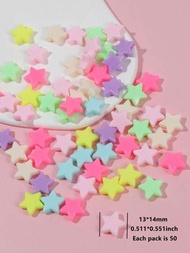 1 Pieza Cuenta De Forma De Corazón Y Estrella De Resina Acrílica, En Colores De Macarrón Con Agujero Recto Para Hacer Joyas De Pulsera Y Collar Por Ti Mismo