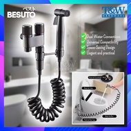 BESUTO High-Pressure Shower for Bathroom Toilet Bidet Faucet Hand Held Double Outlet Angle Valve Bid