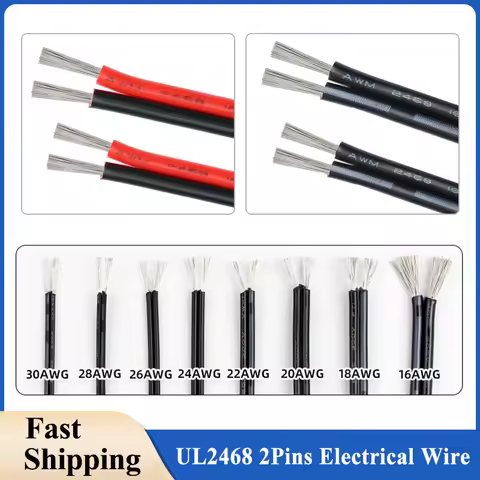 2 ~ 100m 2Pin Electronic Wire UL2468 Red Black 30 28 26 24 22 20 18 16AWG Speaker Cable For Car Audi