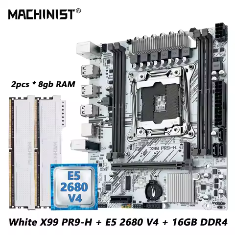 MACHINIST X99 PR9-H placa-mãe, kit, BrancoIntel, Xeon, E5 2680 V4, 2x8GB 16GB DDR4 2133MHz combo, LG